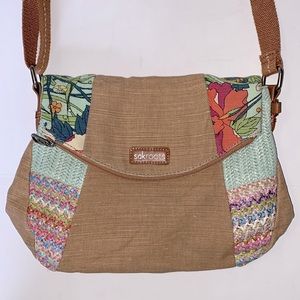 Sakroots Tan and Multicolored Floral Crossbody Bag